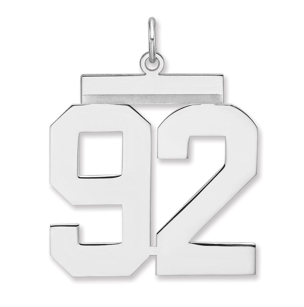 Sterling Silver/Rhodium-plated Polished Number Charm