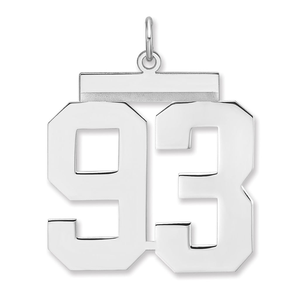 Sterling Silver/Rhodium-plated Polished Number Charm