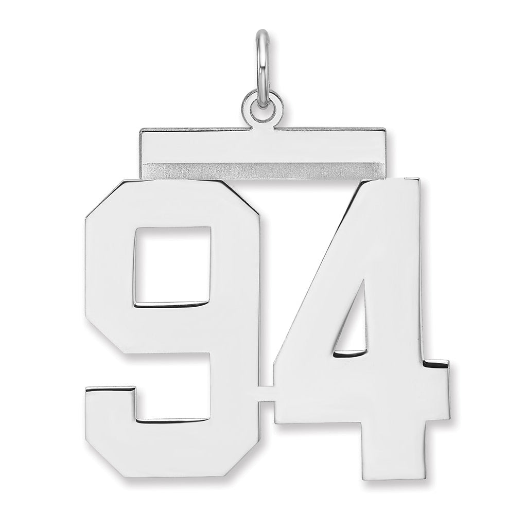 Sterling Silver/Rhodium-plated Polished Number Charm