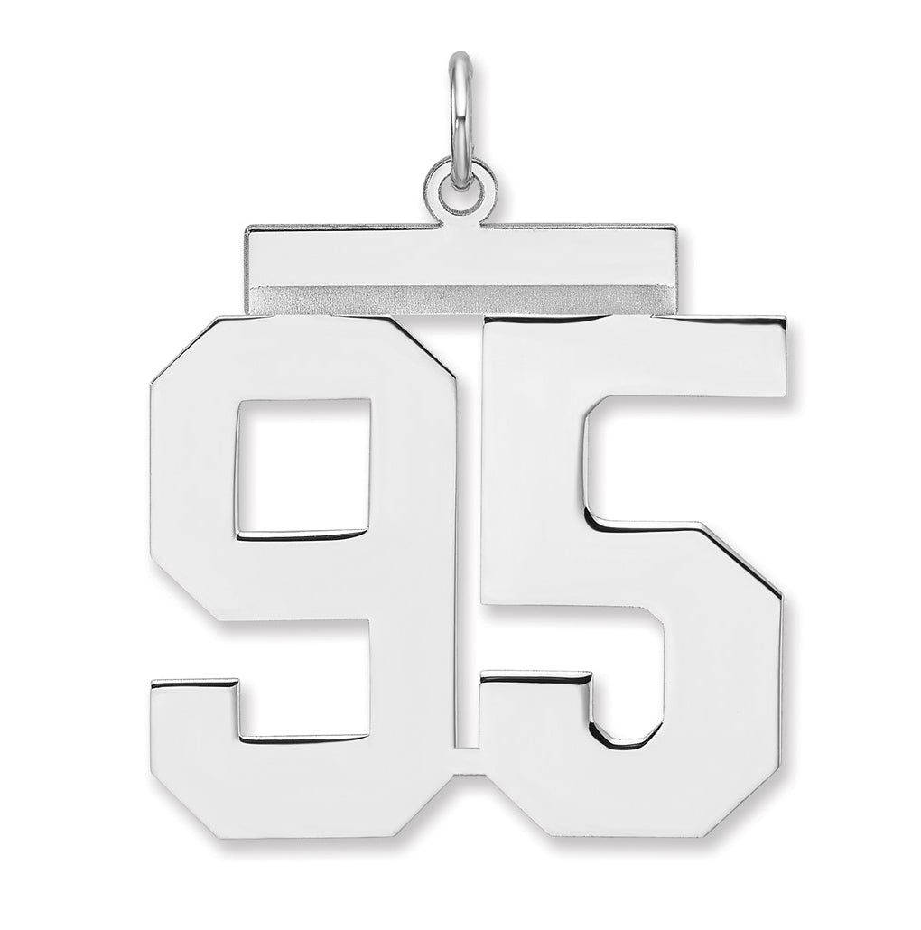 Sterling Silver/Rhodium-plated Polished Number Charm