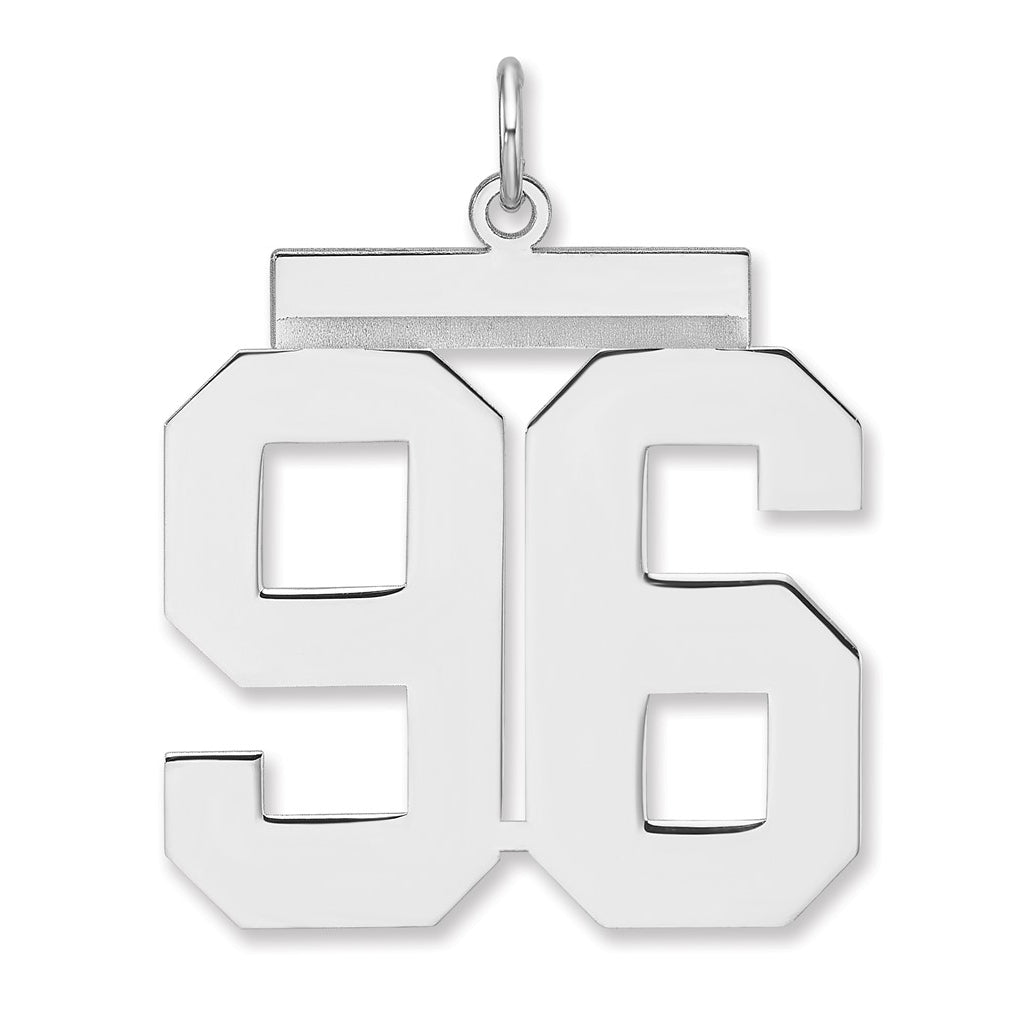 Sterling Silver/Rhodium-plated Polished Number Charm