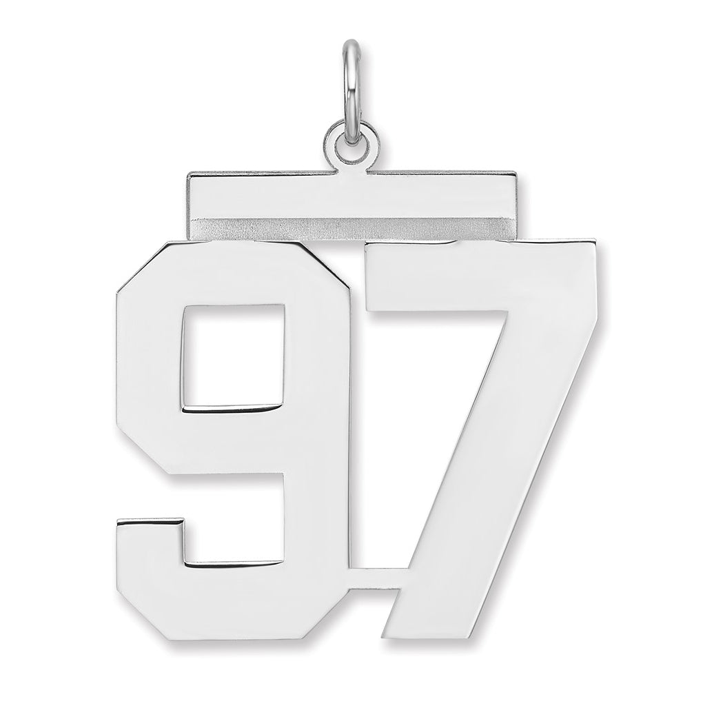 Sterling Silver/Rhodium-plated Polished Number Charm