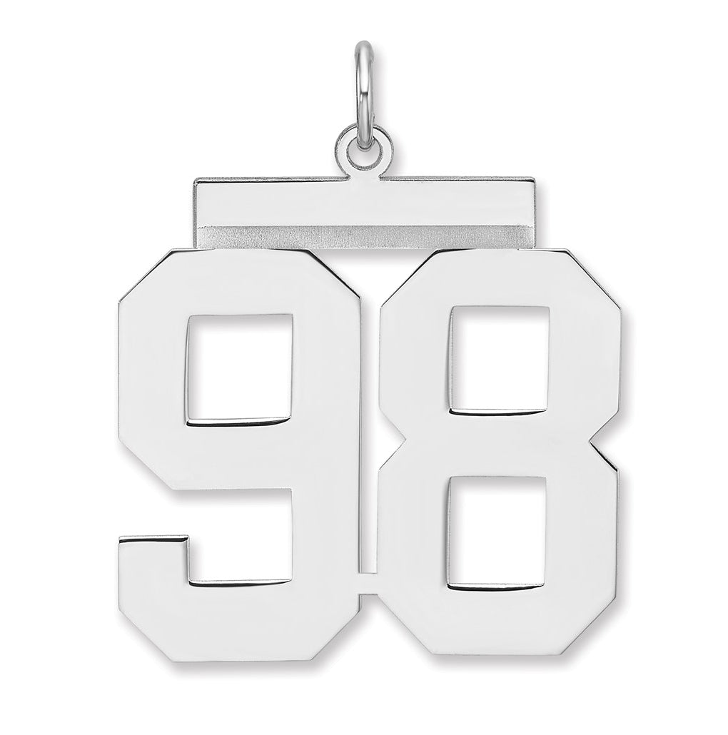 Sterling Silver/Rhodium-plated Polished Number Charm