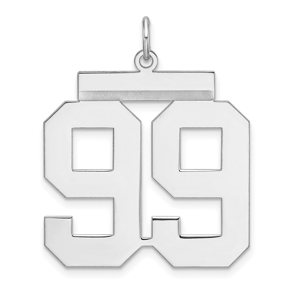 Sterling Silver Rhodium plated Polished Number 99 Charm