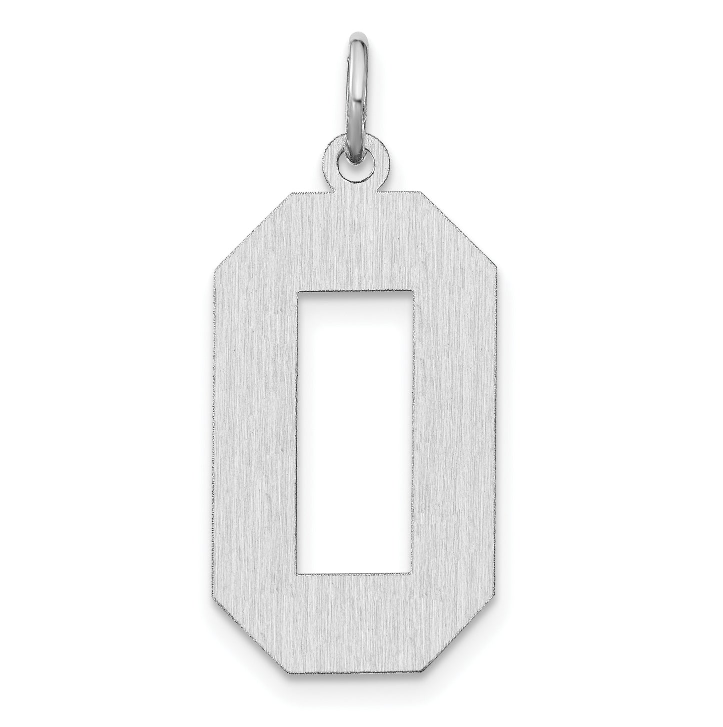 Sterling Silver Rhodium plated Satin Number 0 Charm