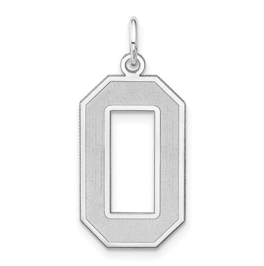 Sterling Silver Rhodium plated Satin Number 0 Charm