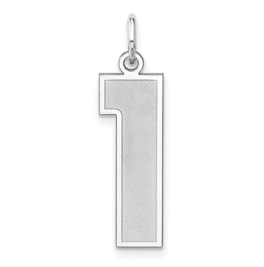 Sterling Silver Rhodium plated Satin Number 1 Charm
