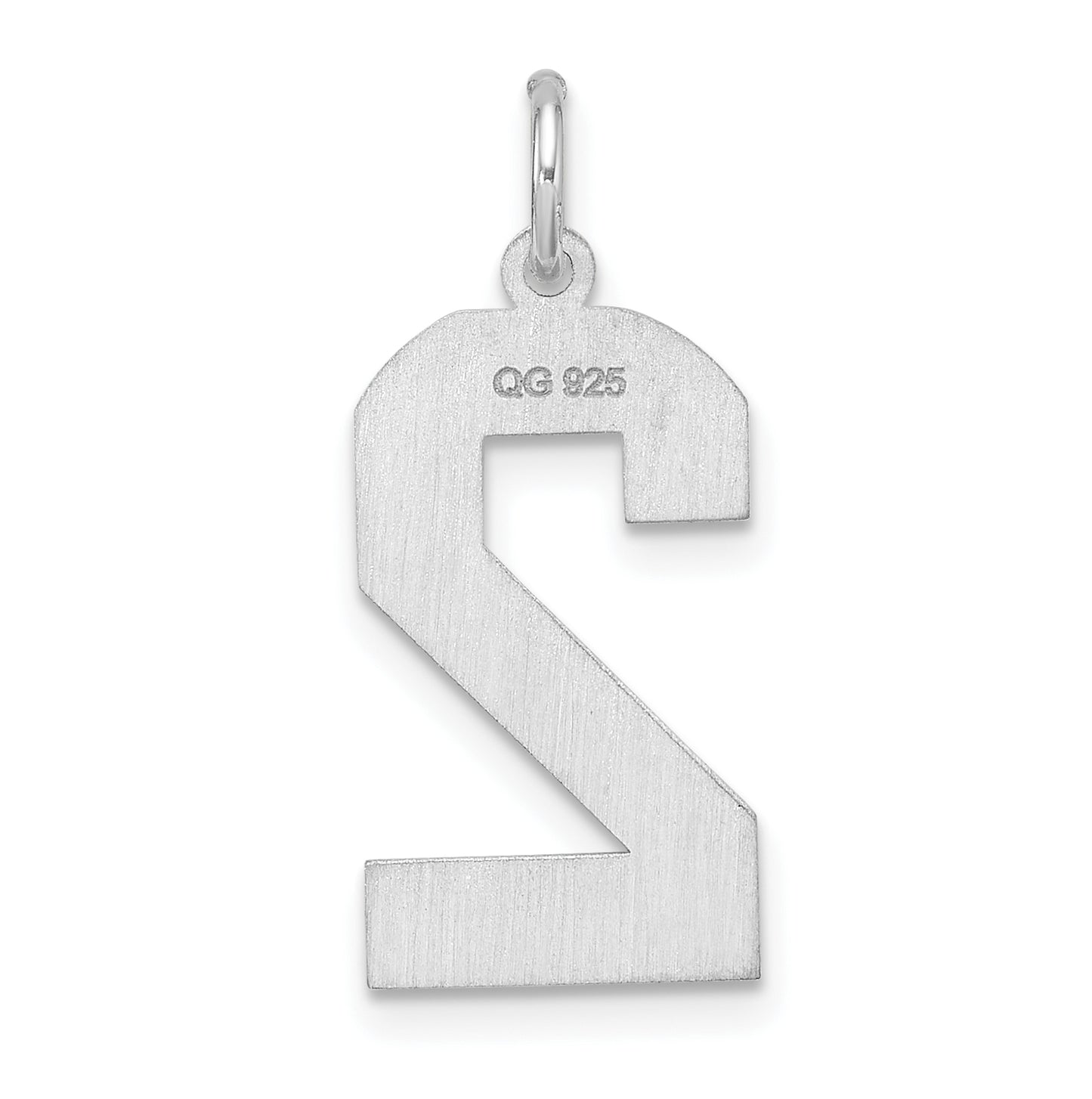 Sterling Silver Rhodium plated Satin Number 2 Charm