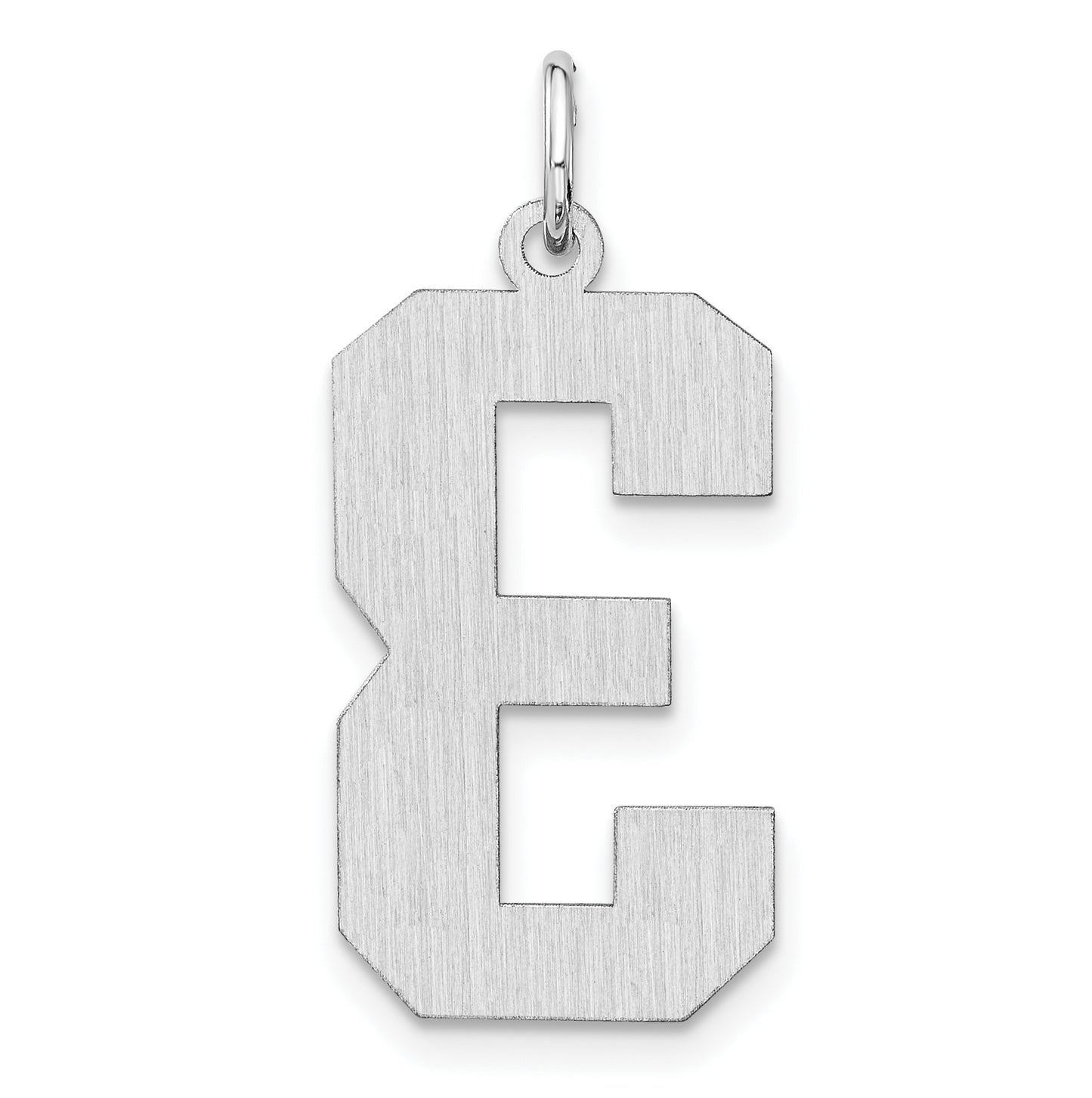Sterling Silver Rhodium plated Satin Number 3 Charm