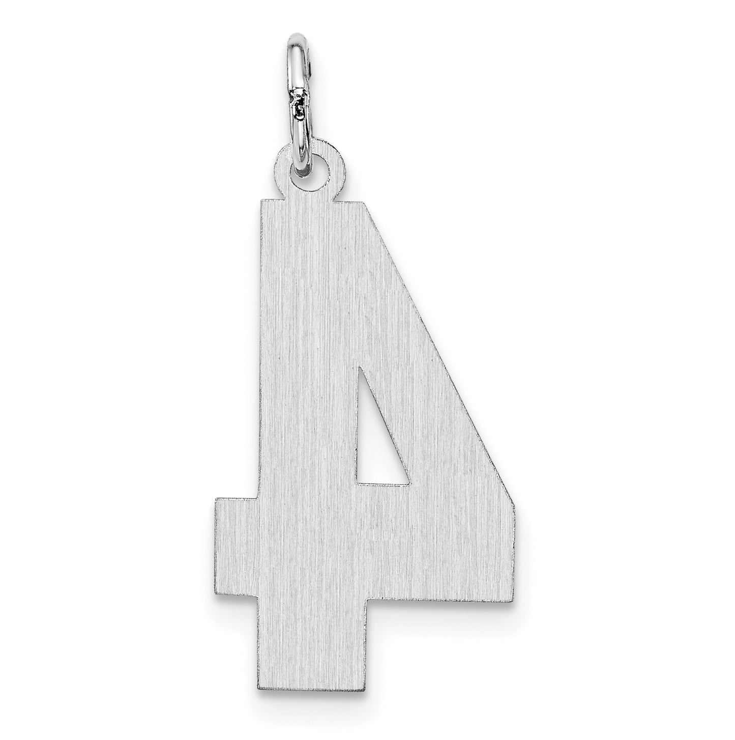 Sterling Silver Rhodium plated Satin Number 4 Charm