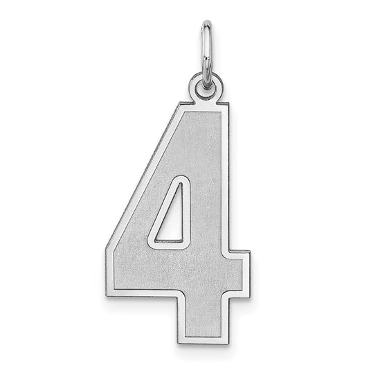Sterling Silver Rhodium plated Satin Number 4 Charm