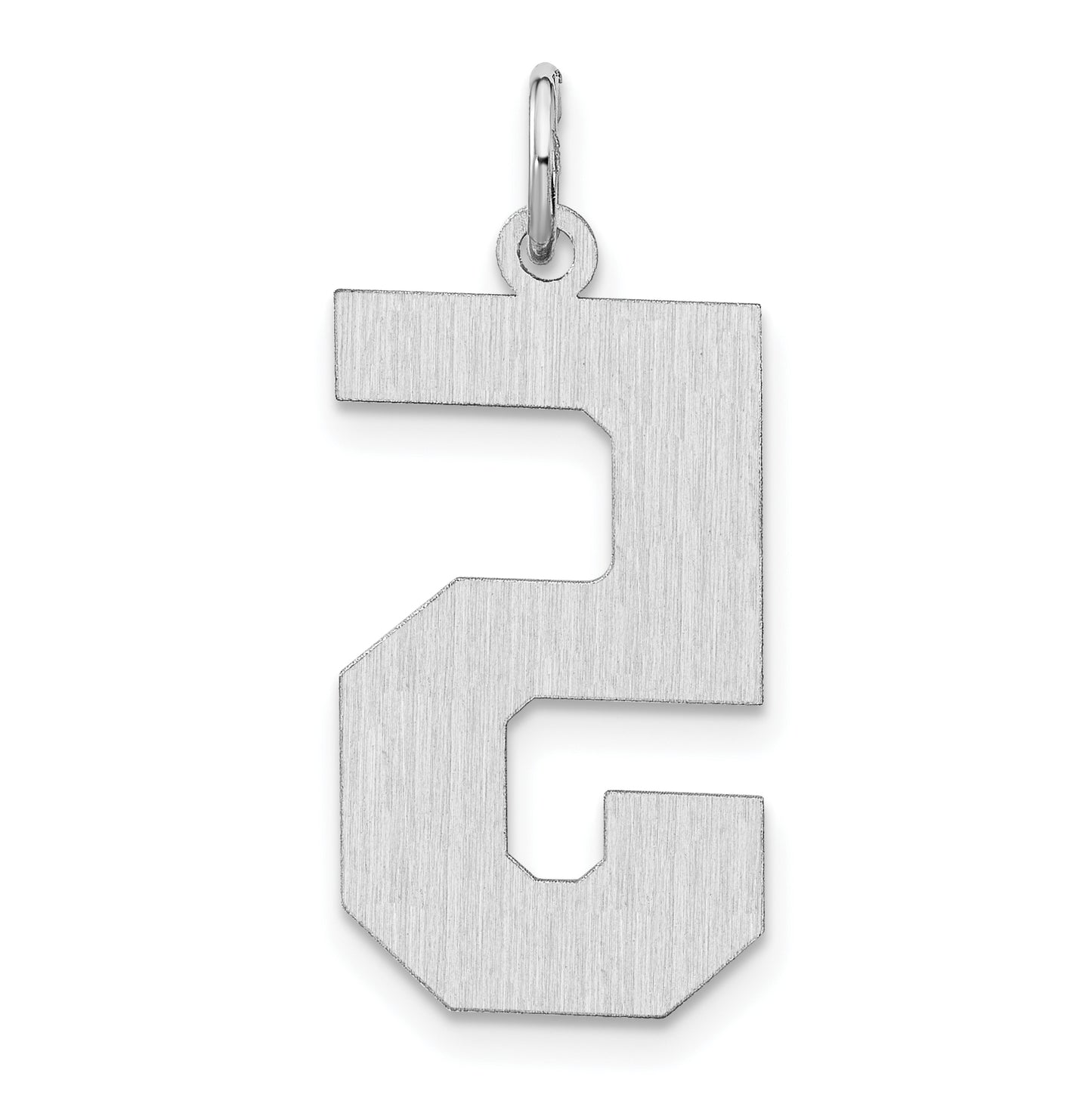 Sterling Silver Rhodium plated Satin Number 5 Charm