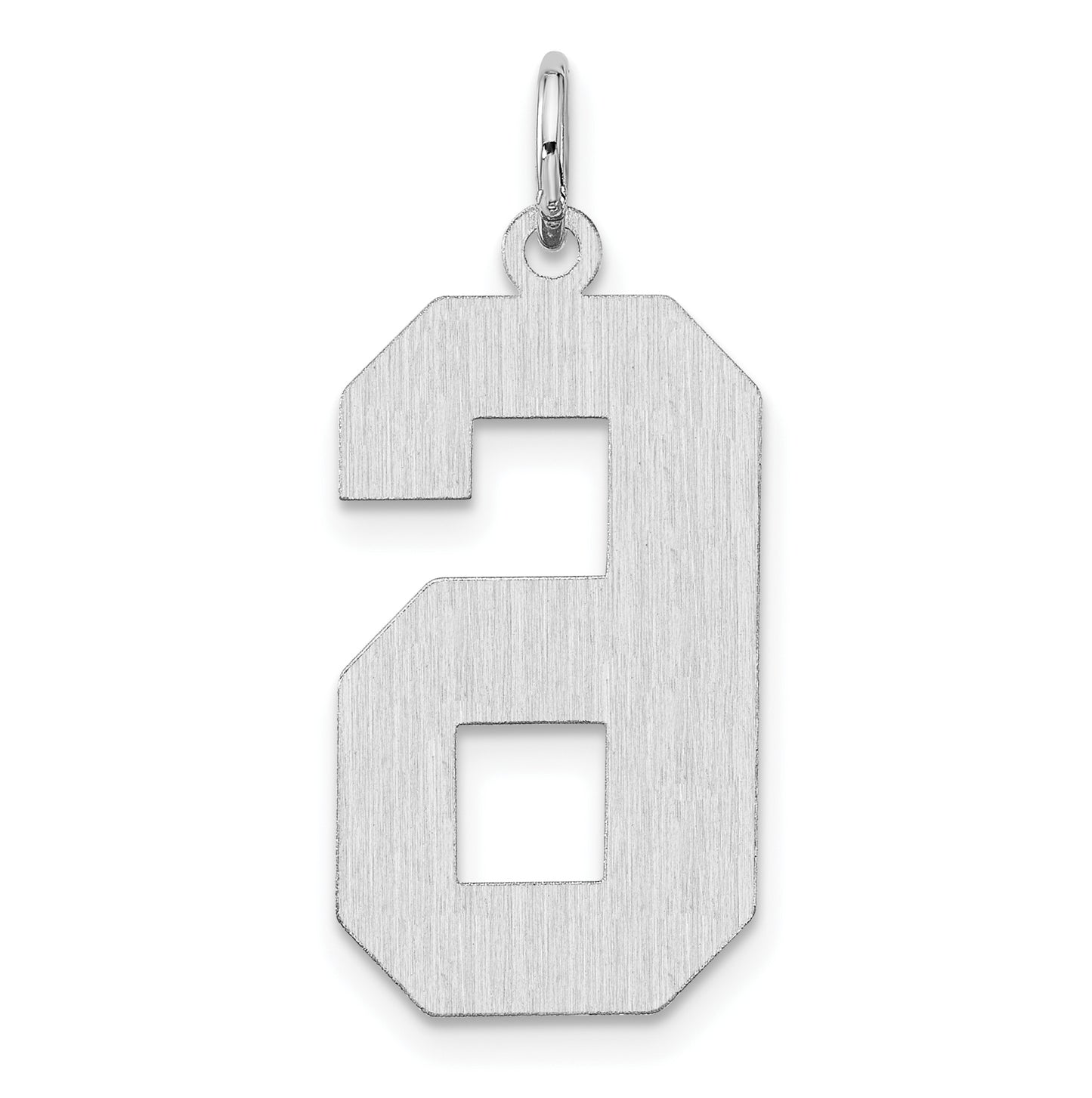 Sterling Silver Rhodium plated Satin Number 6 Charm