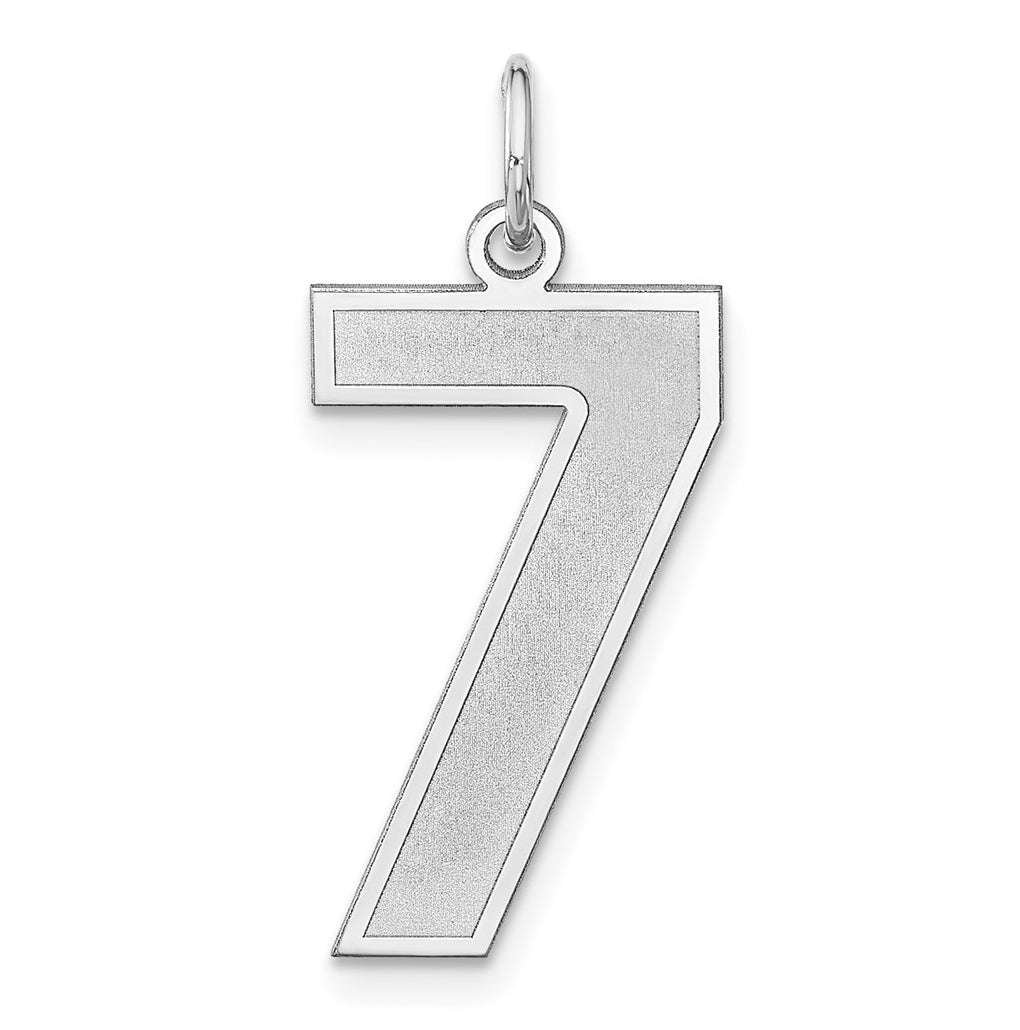 Sterling Silver Rhodium plated Satin Number 7 Charm
