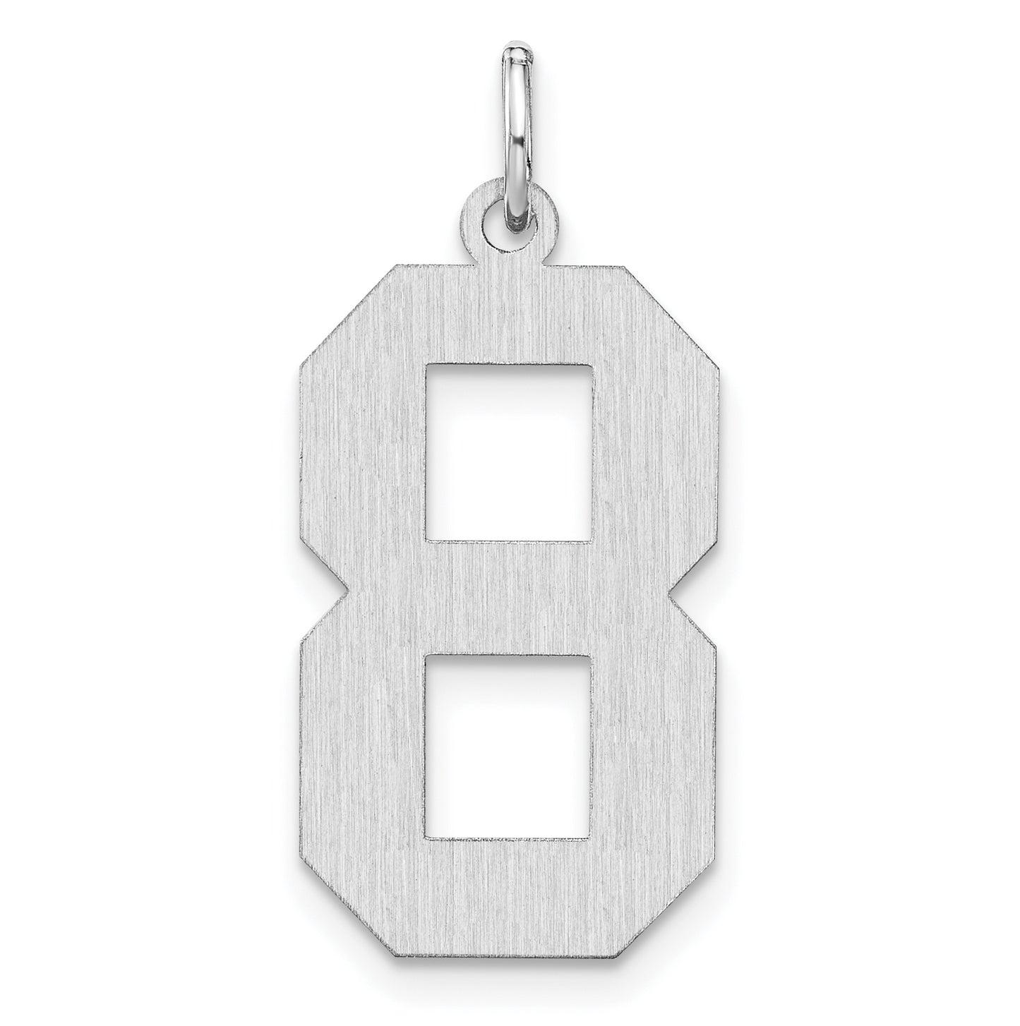 Sterling Silver Rhodium plated Satin Number 8 Charm