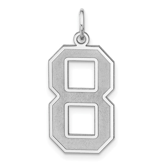 Sterling Silver Rhodium plated Satin Number 8 Charm