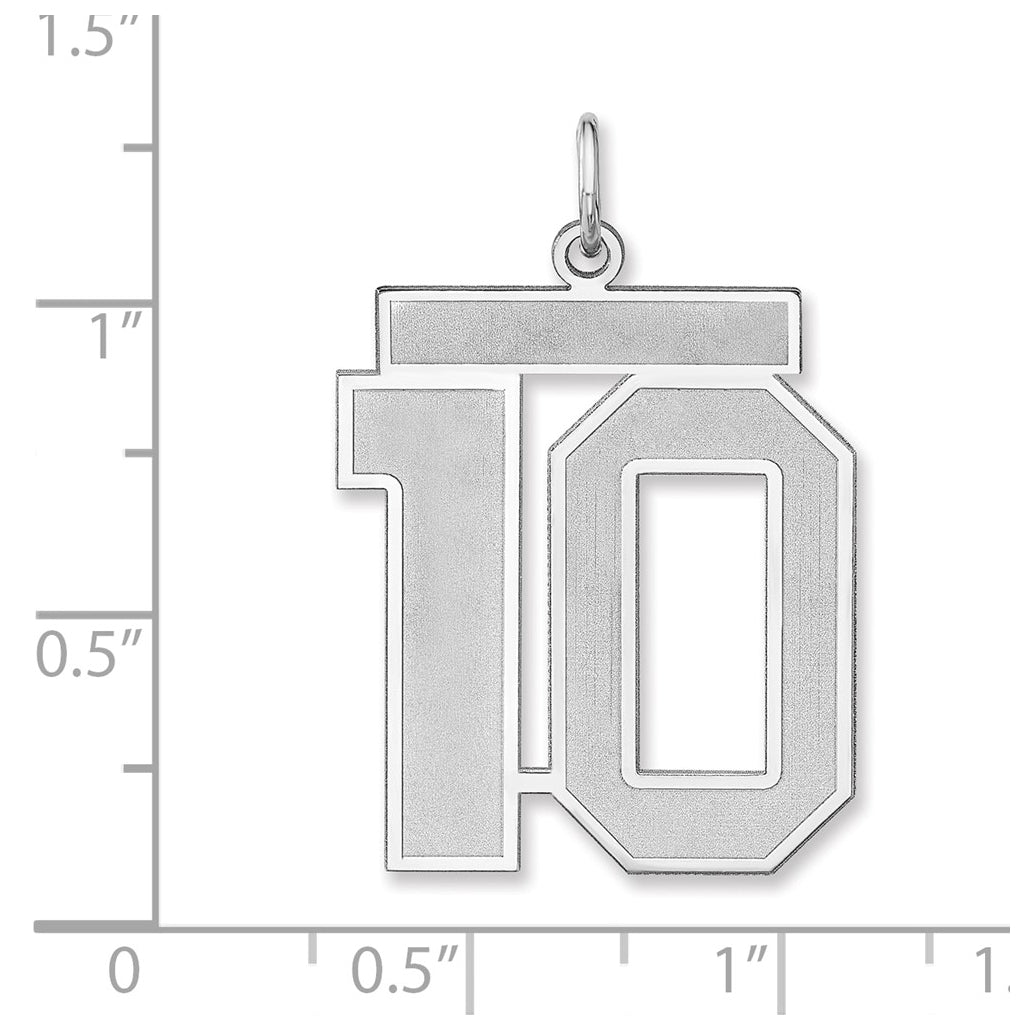 Sterling Silver/Rhodium-plated Satin Number Charm