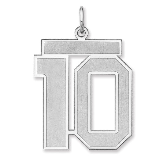 Sterling Silver/Rhodium-plated Satin Number Charm