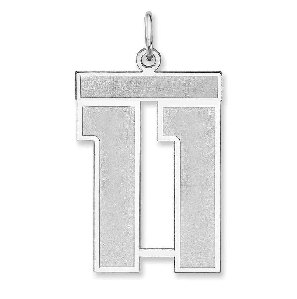 Sterling Silver/Rhodium-plated Satin Number Charm