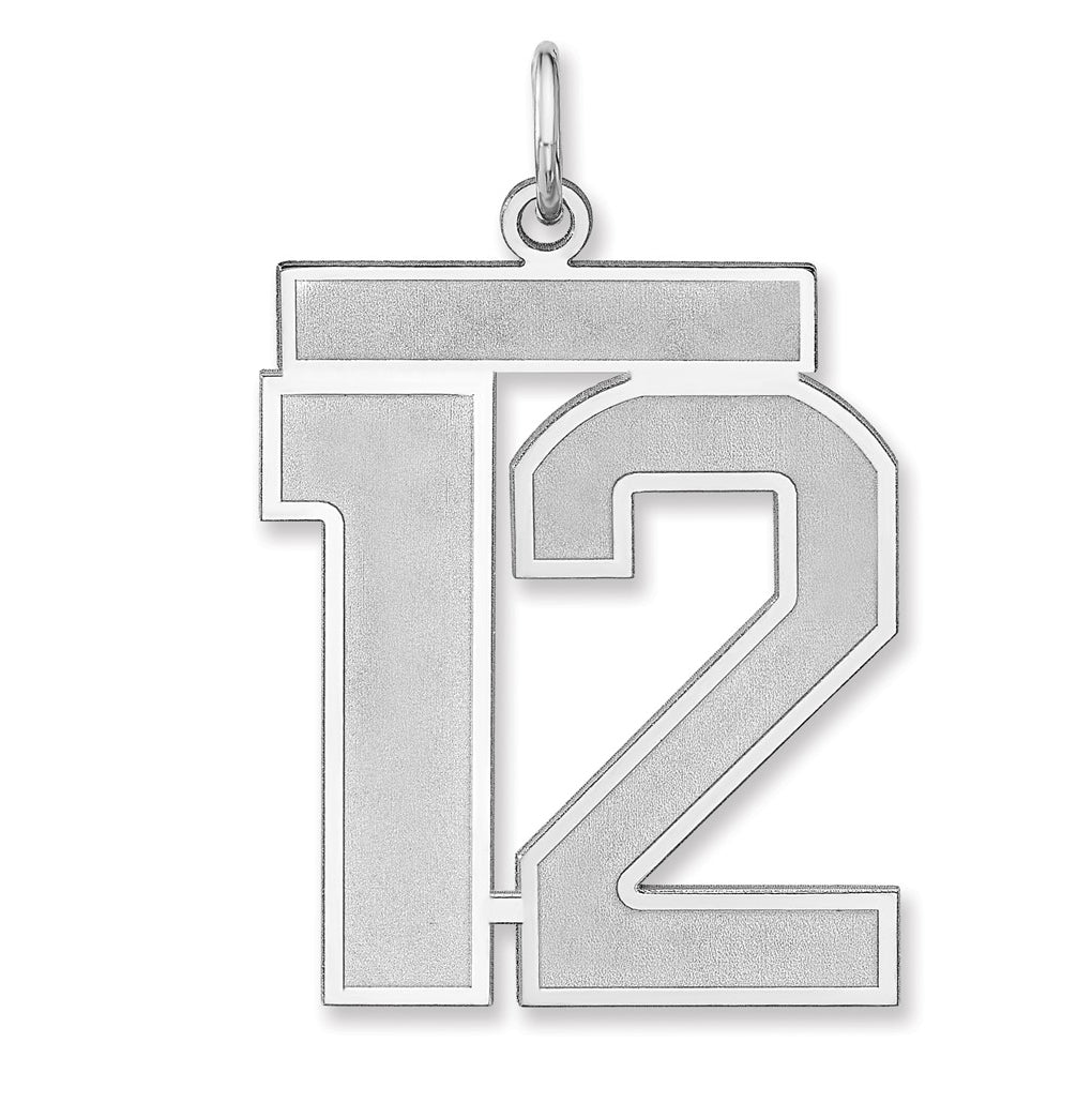Sterling Silver/Rhodium-plated Satin Number Charm