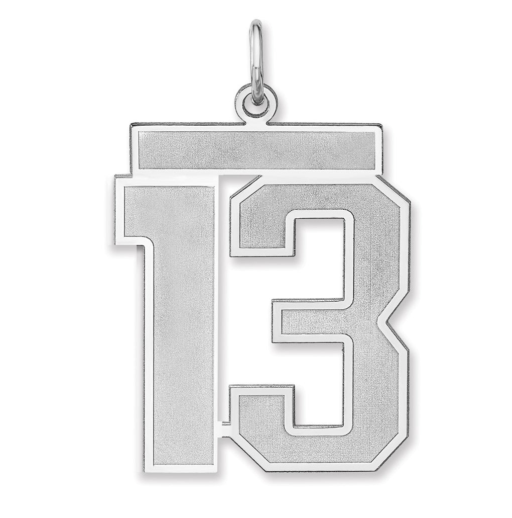 Sterling Silver/Rhodium-plated Satin Number Charm