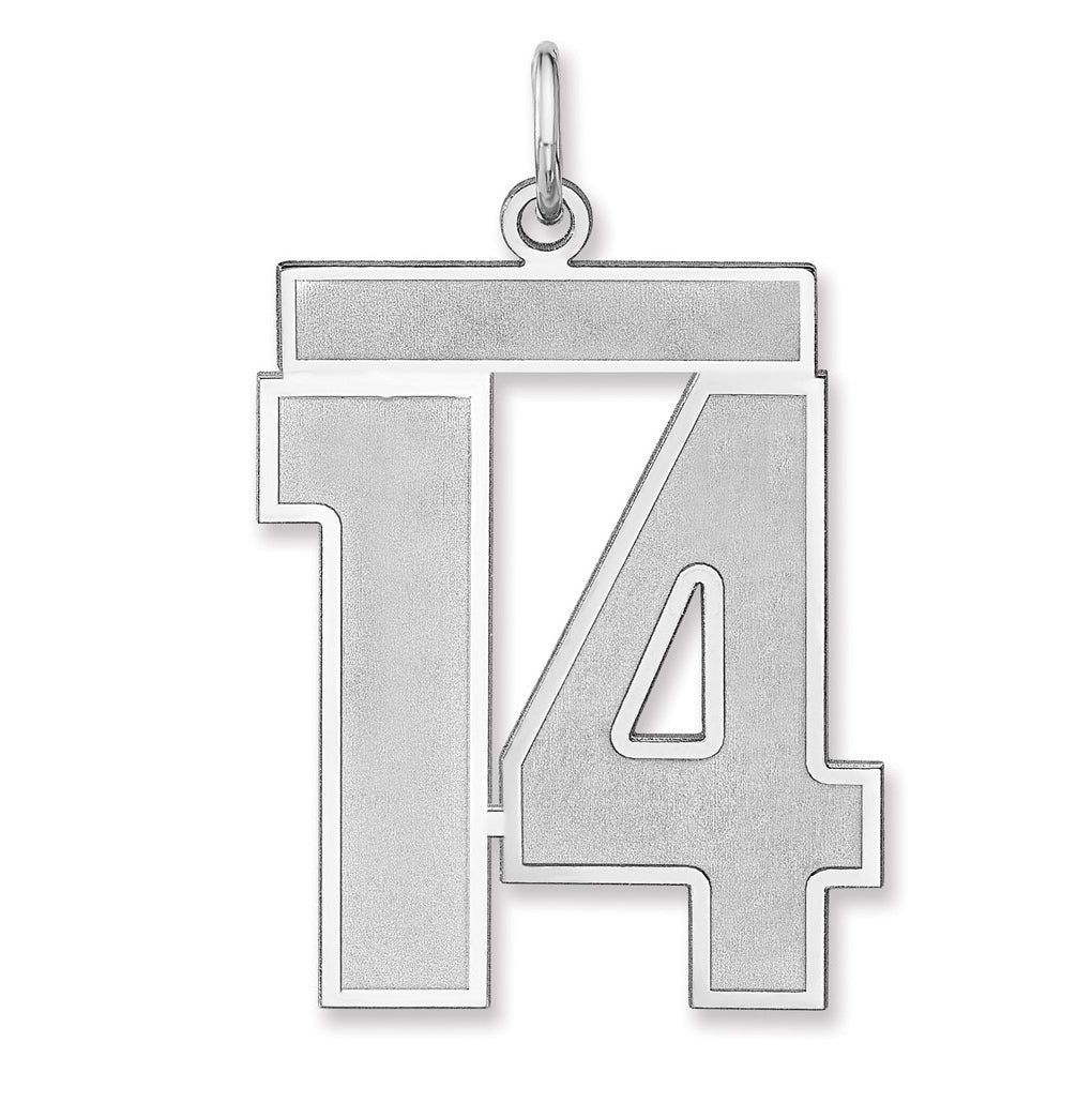 Sterling Silver/Rhodium-plated Satin Number Charm