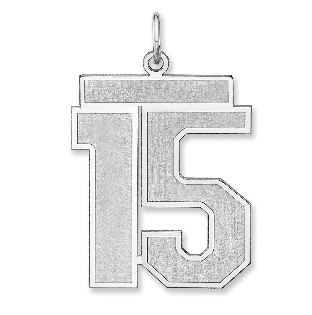 Sterling Silver/Rhodium-plated Satin Number Charm