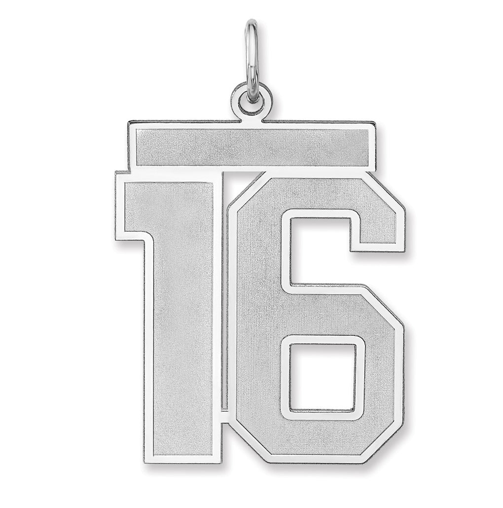 Sterling Silver/Rhodium-plated Satin Number Charm