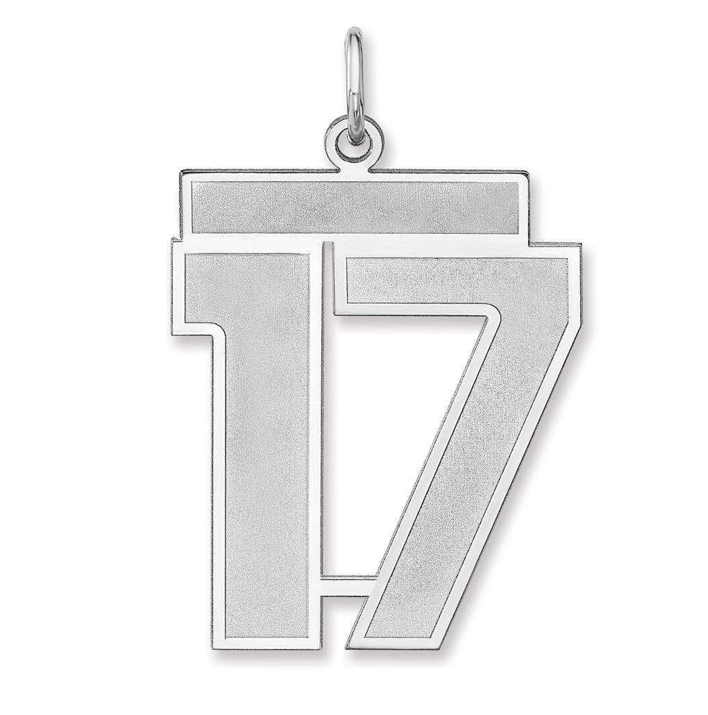 Sterling Silver/Rhodium-plated Satin Number Charm