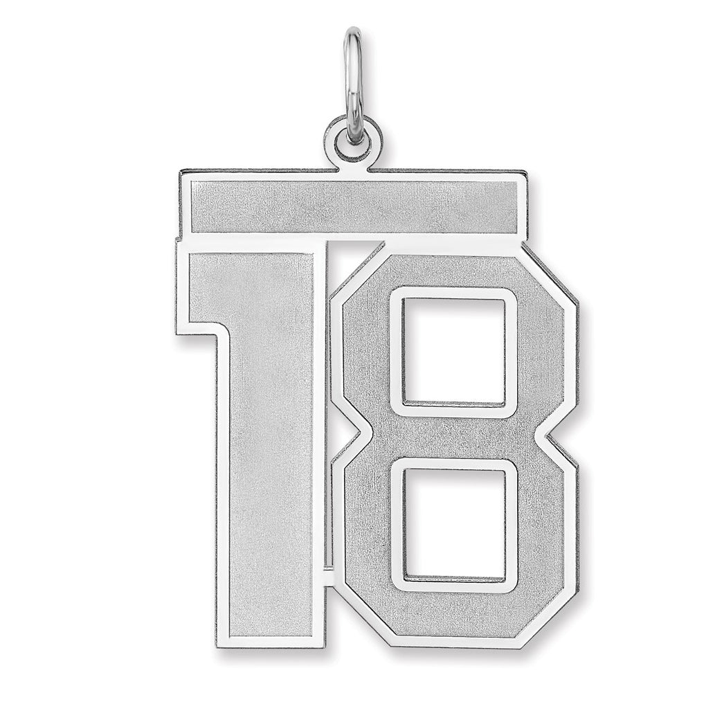 Sterling Silver/Rhodium-plated Satin Number Charm