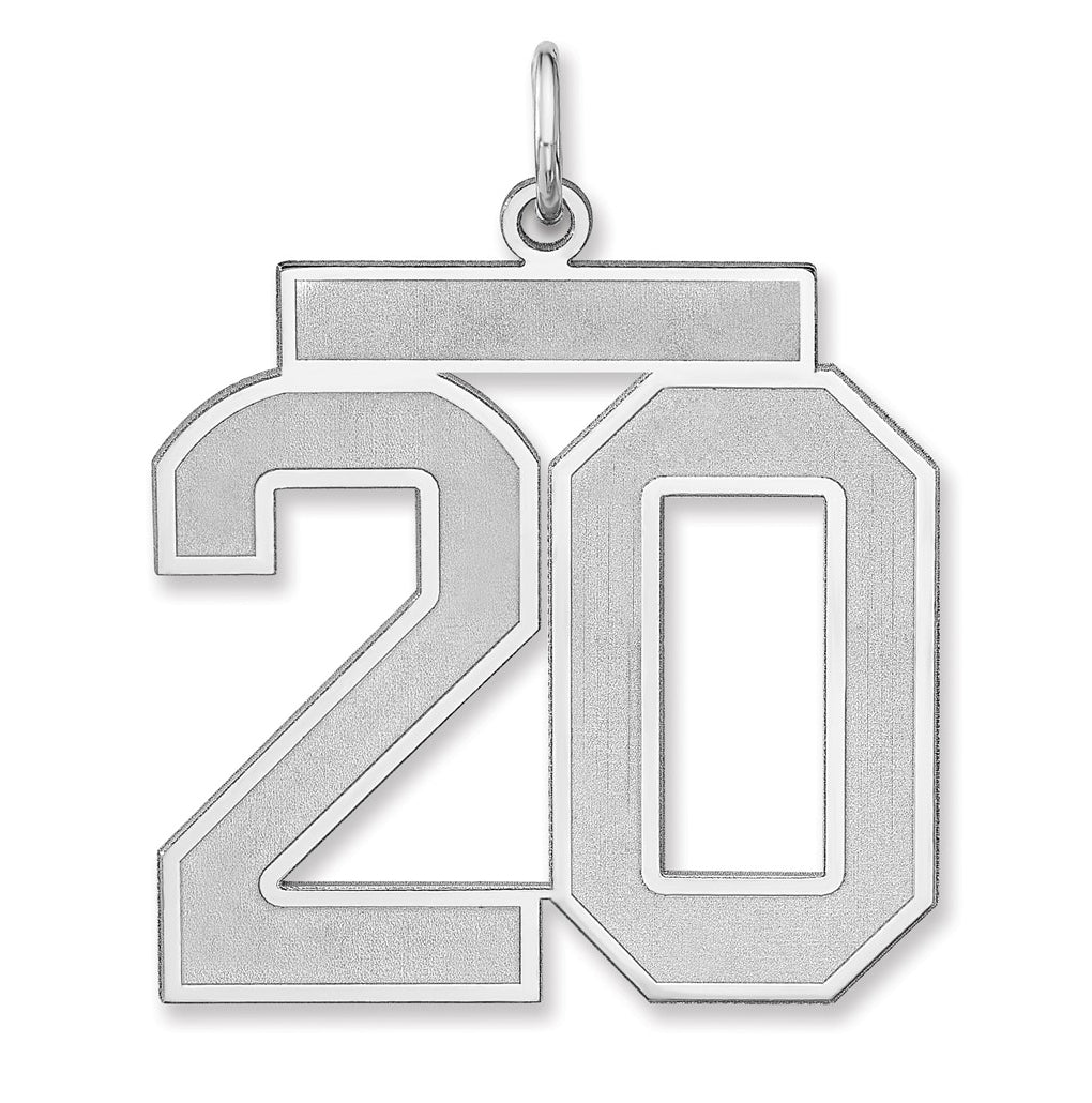 Sterling Silver/Rhodium-plated Satin Number Charm