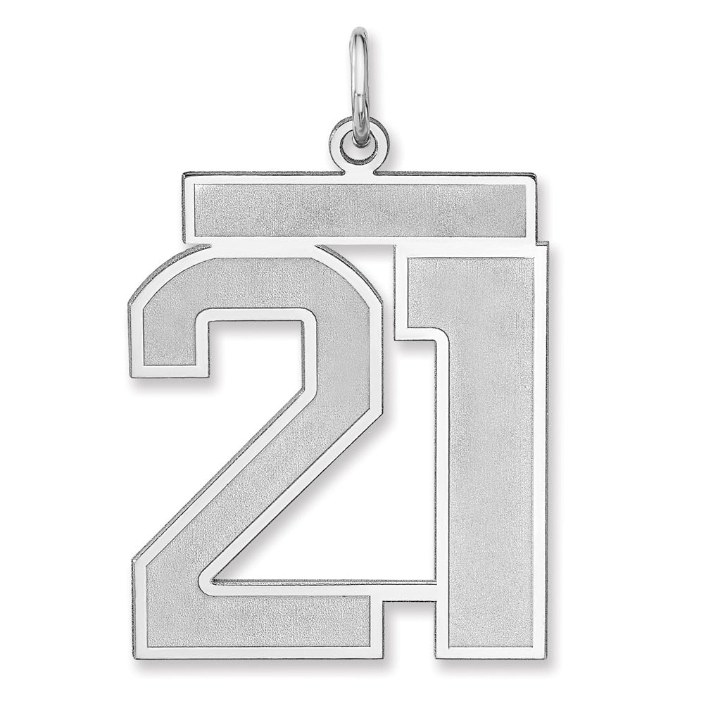 Sterling Silver/Rhodium-plated Satin Number Charm