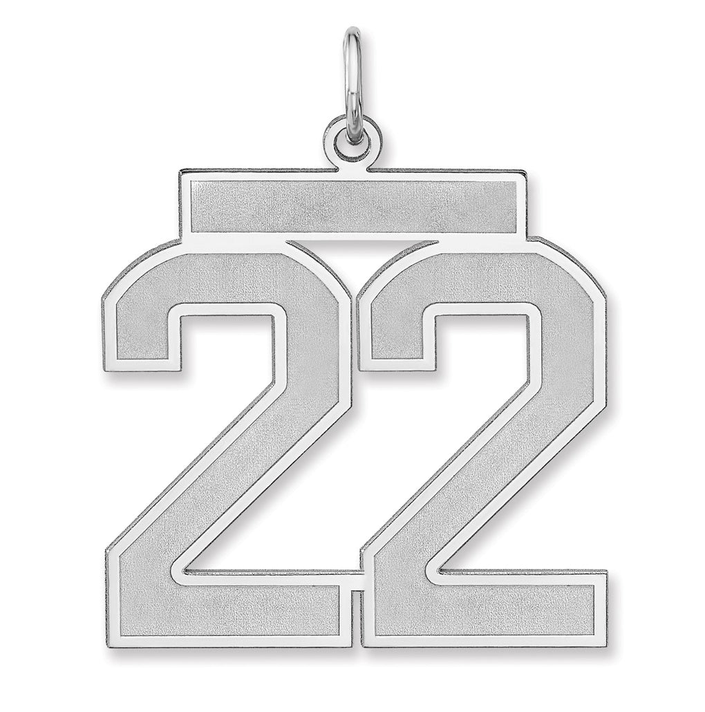 Sterling Silver/Rhodium-plated Satin Number Charm