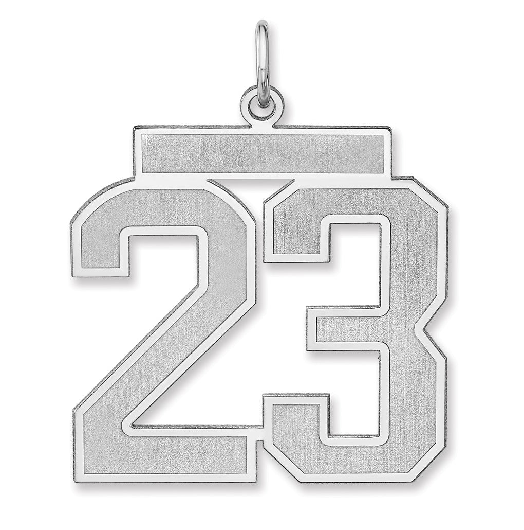 Sterling Silver/Rhodium-plated Satin Number Charm