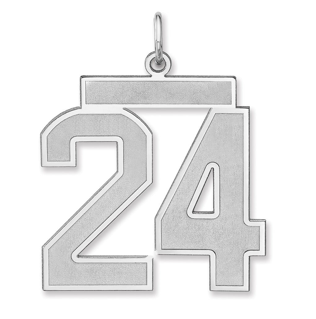 Sterling Silver/Rhodium-plated Satin Number Charm
