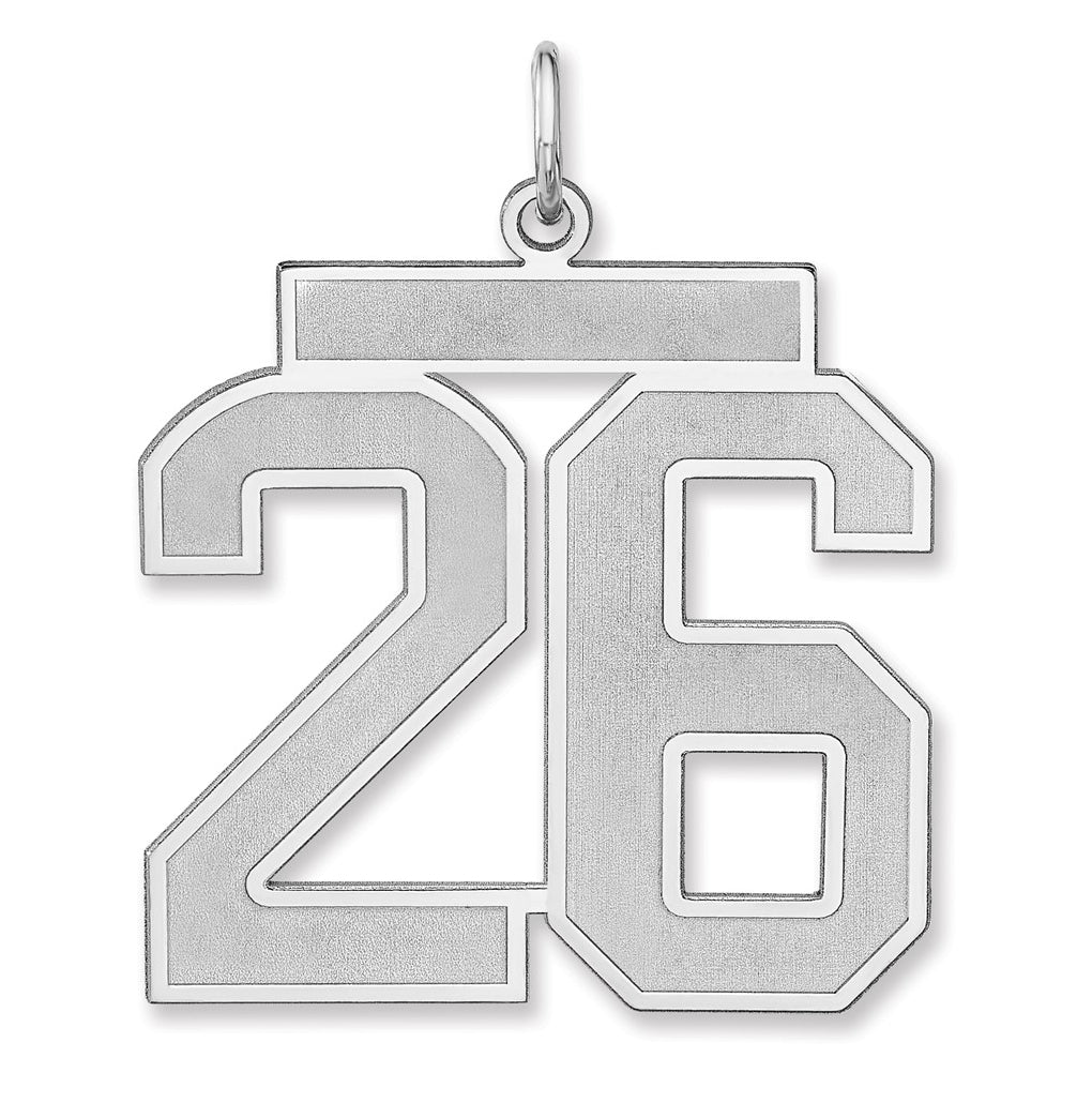 Sterling Silver/Rhodium-plated Satin Number Charm
