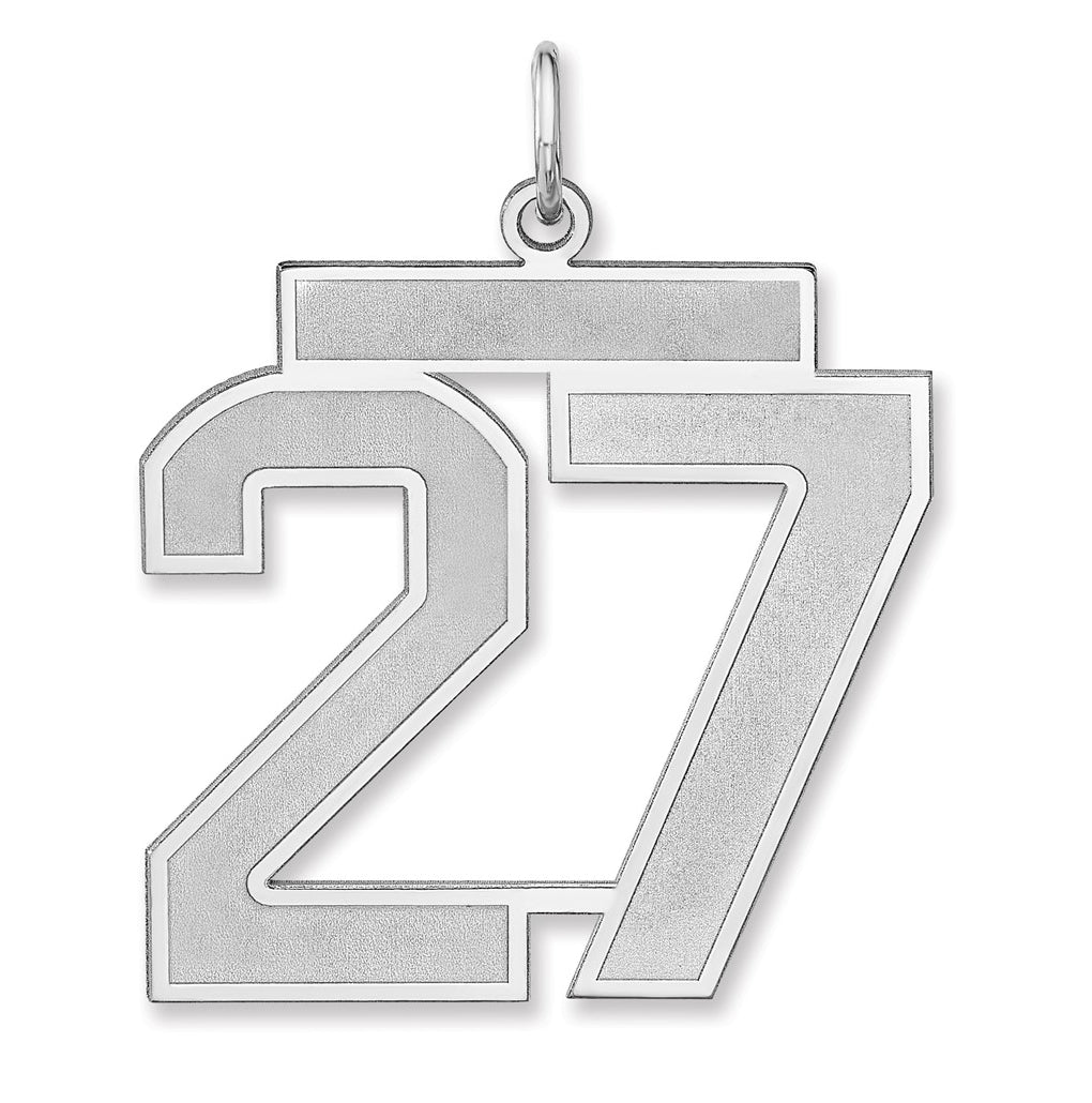 Sterling Silver/Rhodium-plated Satin Number Charm