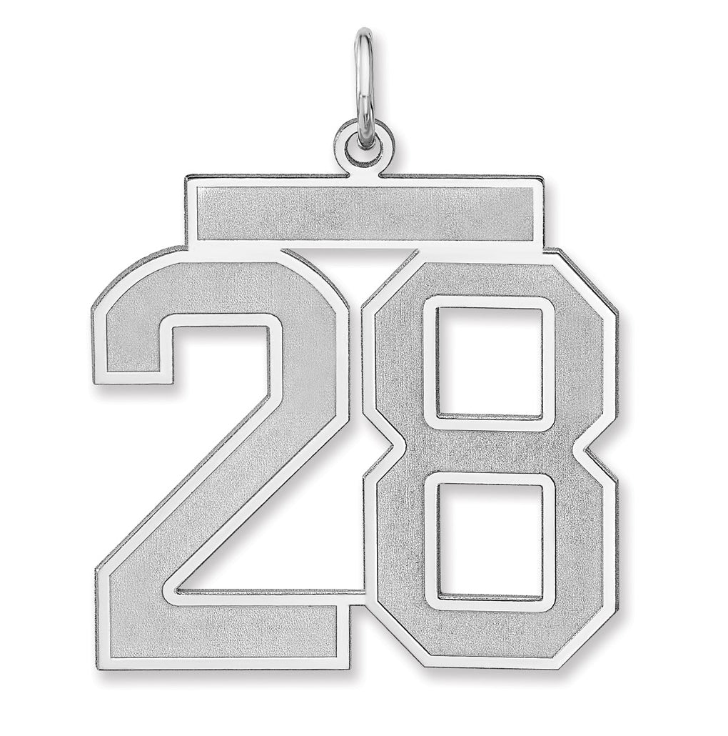 Sterling Silver/Rhodium-plated Satin Number Charm