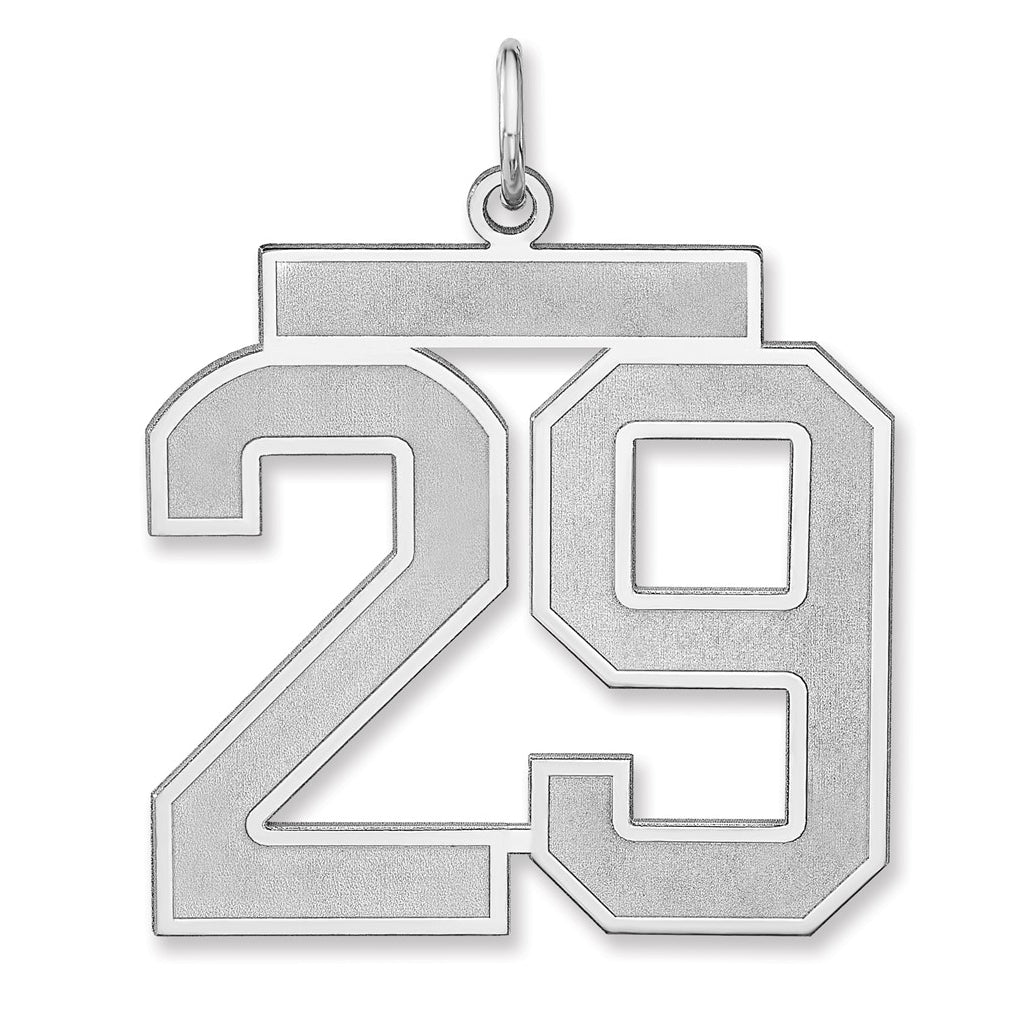 Sterling Silver/Rhodium-plated Satin Number Charm