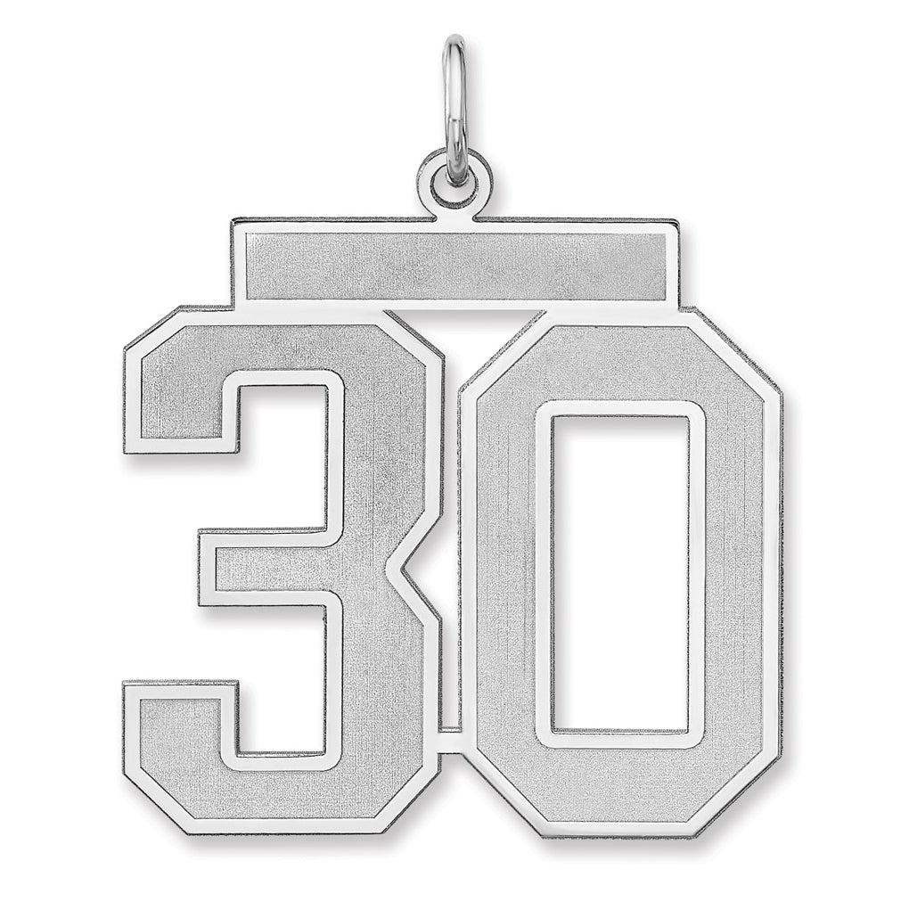 Sterling Silver/Rhodium-plated Satin Number Charm