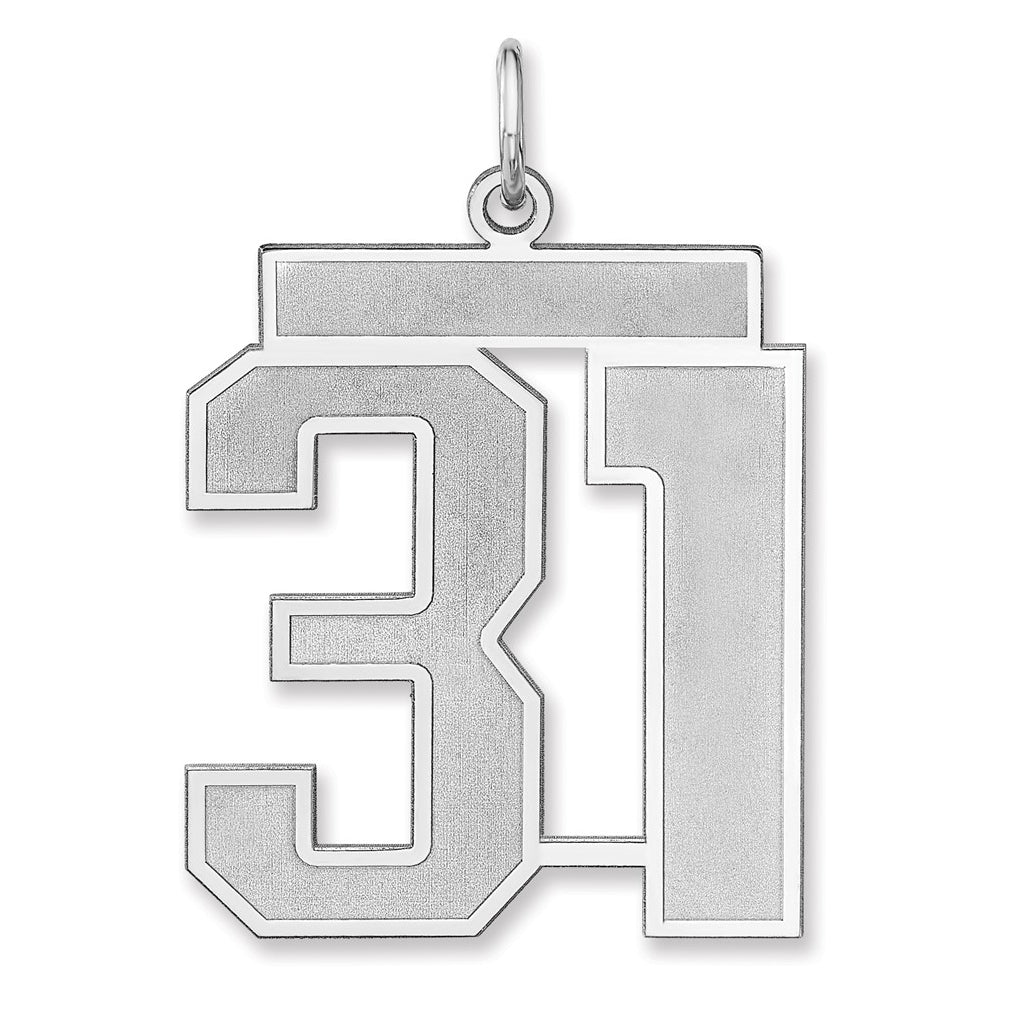Sterling Silver/Rhodium-plated Satin Number Charm