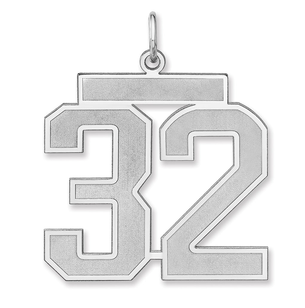Sterling Silver/Rhodium-plated Satin Number Charm