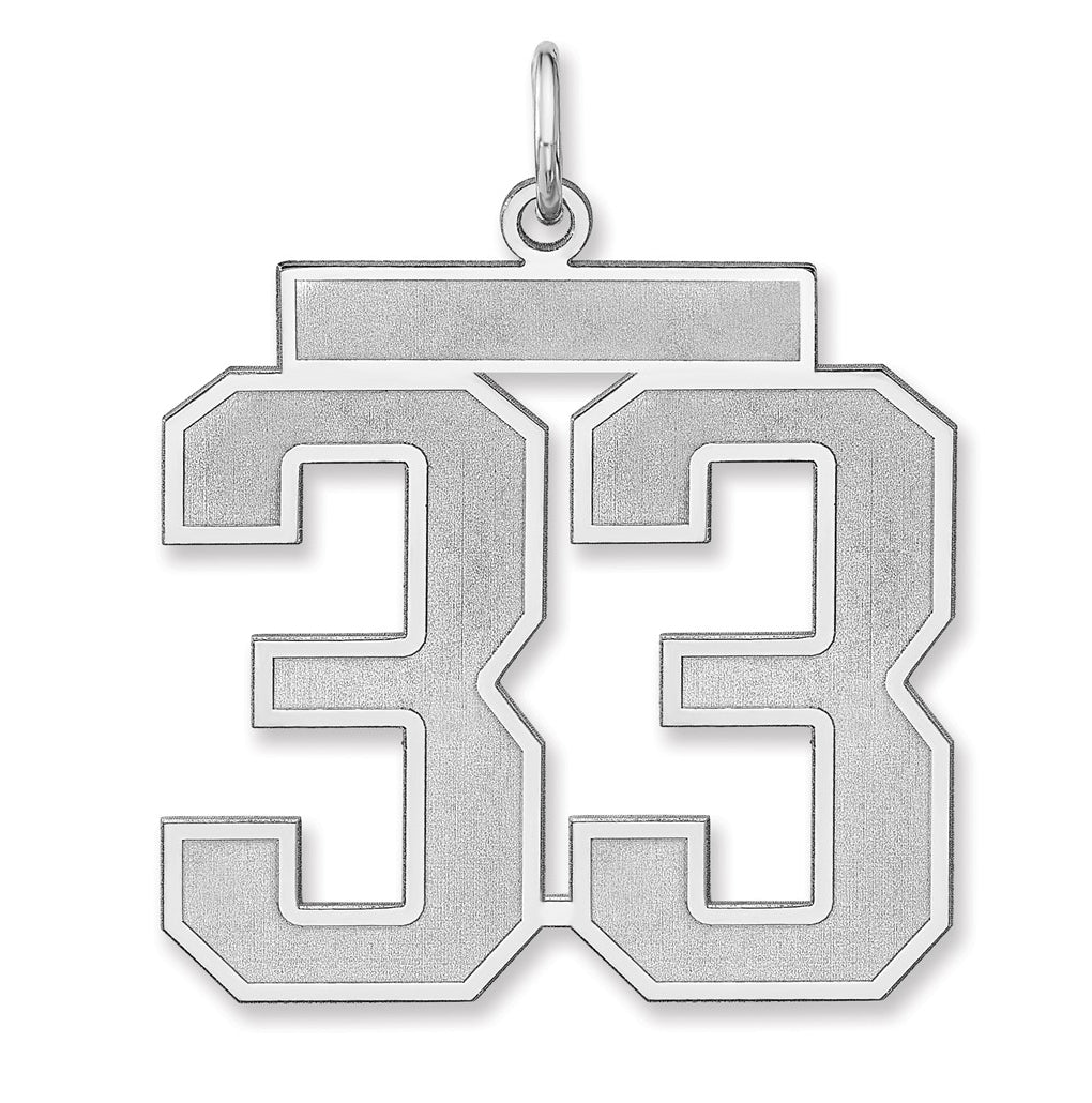 Sterling Silver/Rhodium-plated Satin Number Charm
