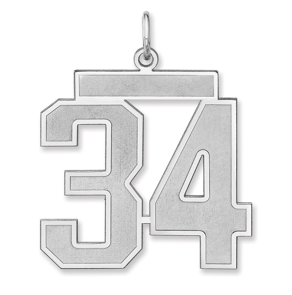 Sterling Silver/Rhodium-plated Satin Number Charm