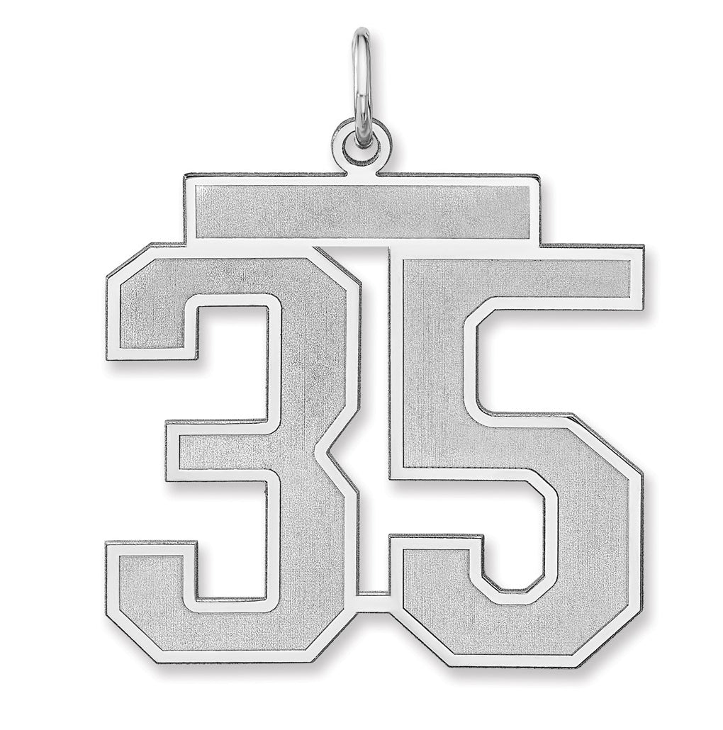 Sterling Silver/Rhodium-plated Satin Number Charm