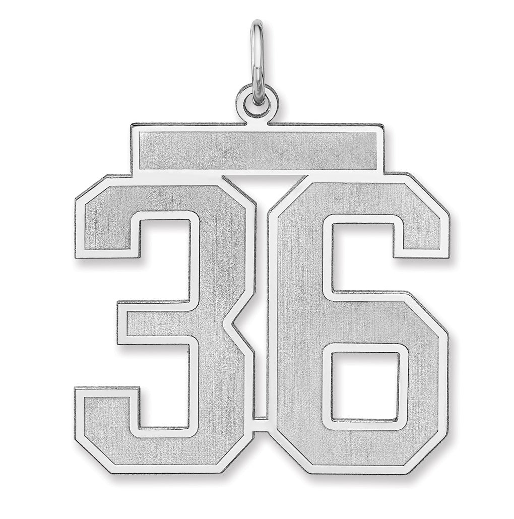 Sterling Silver/Rhodium-plated Satin Number Charm