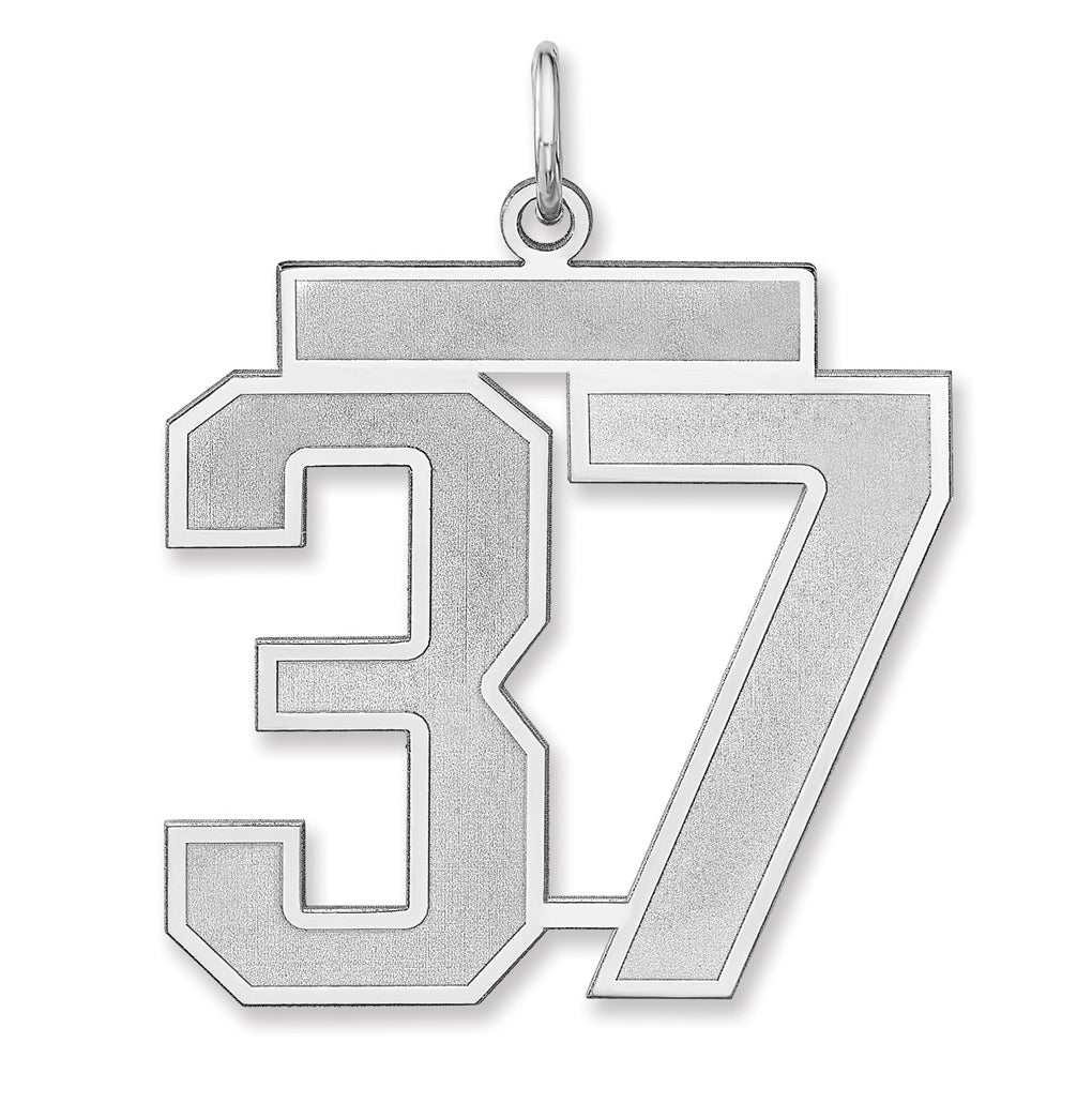 Sterling Silver/Rhodium-plated Satin Number Charm