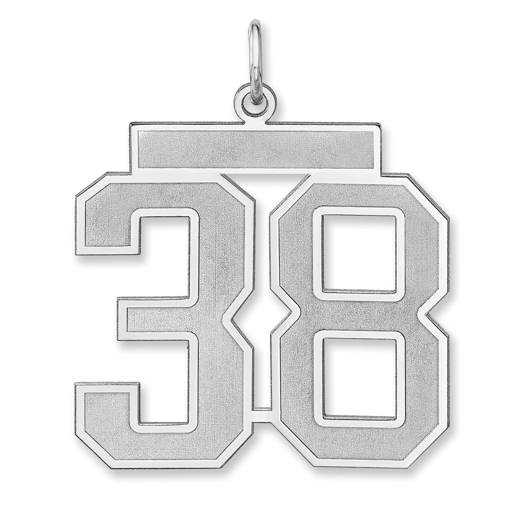 Sterling Silver/Rhodium-plated Satin Number Charm
