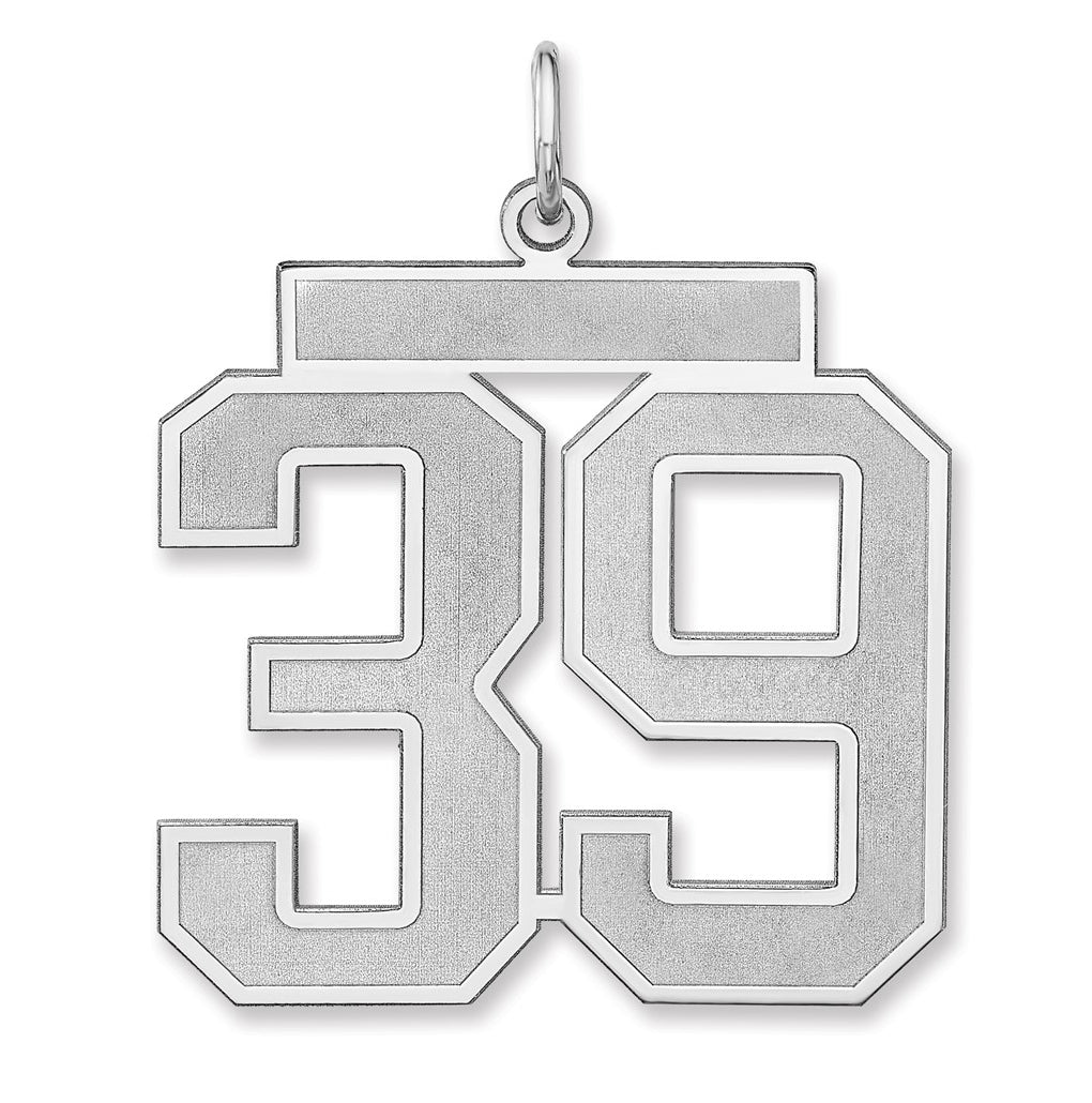 Sterling Silver/Rhodium-plated Satin Number Charm