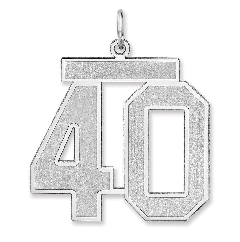 Sterling Silver/Rhodium-plated Satin Number Charm
